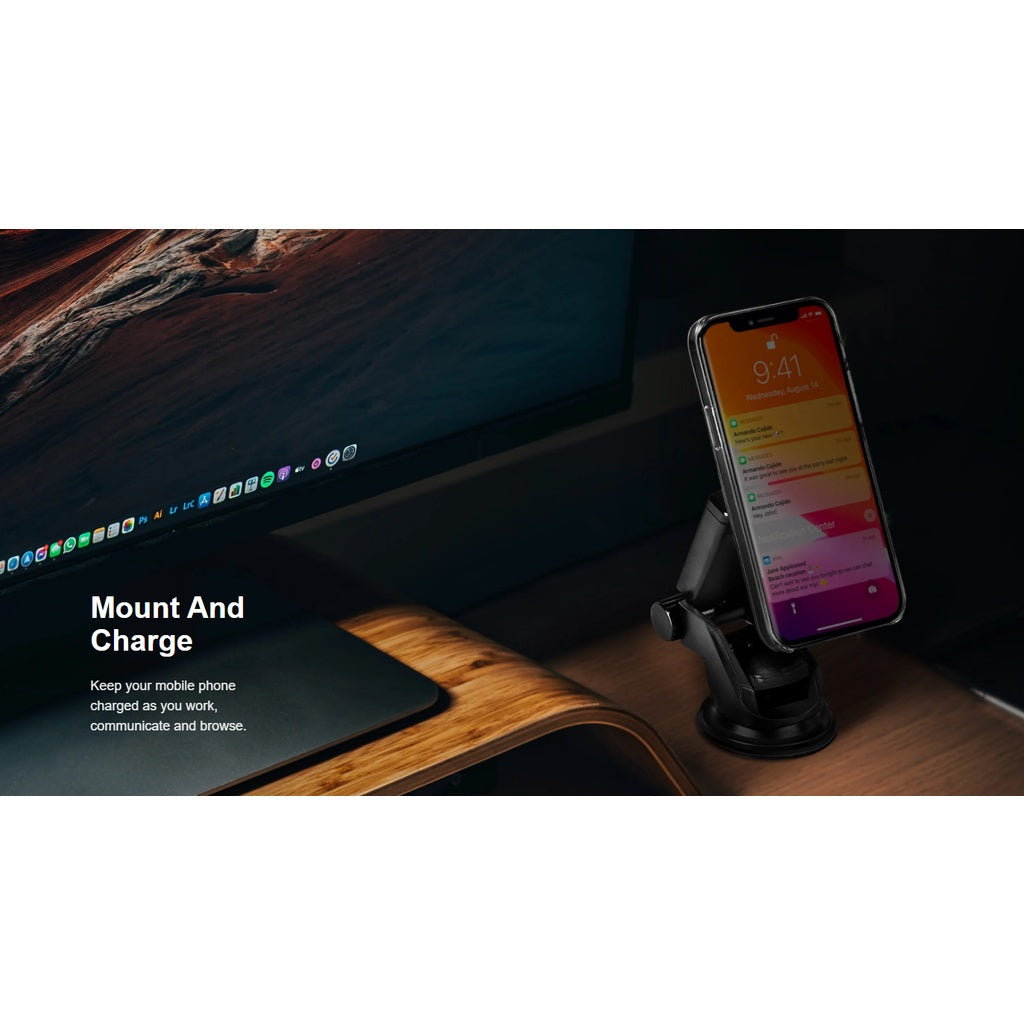 ENERGEA MagDisc Drive Magnetic Wireless Car Charger Airvent / Dashboard / Windscreen Mount