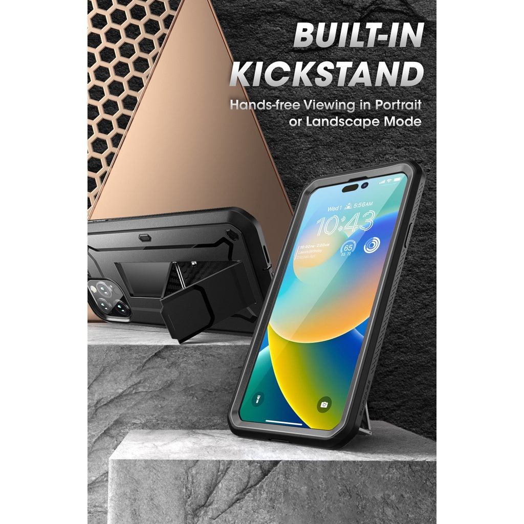 SUPCASE Unicorn Beetle Pro Case untuk iPhone 14/Pro/Plus/Pro Max Pelindung Skrin Terbina Dalam & Kickstand & Belt-Clip Lasak