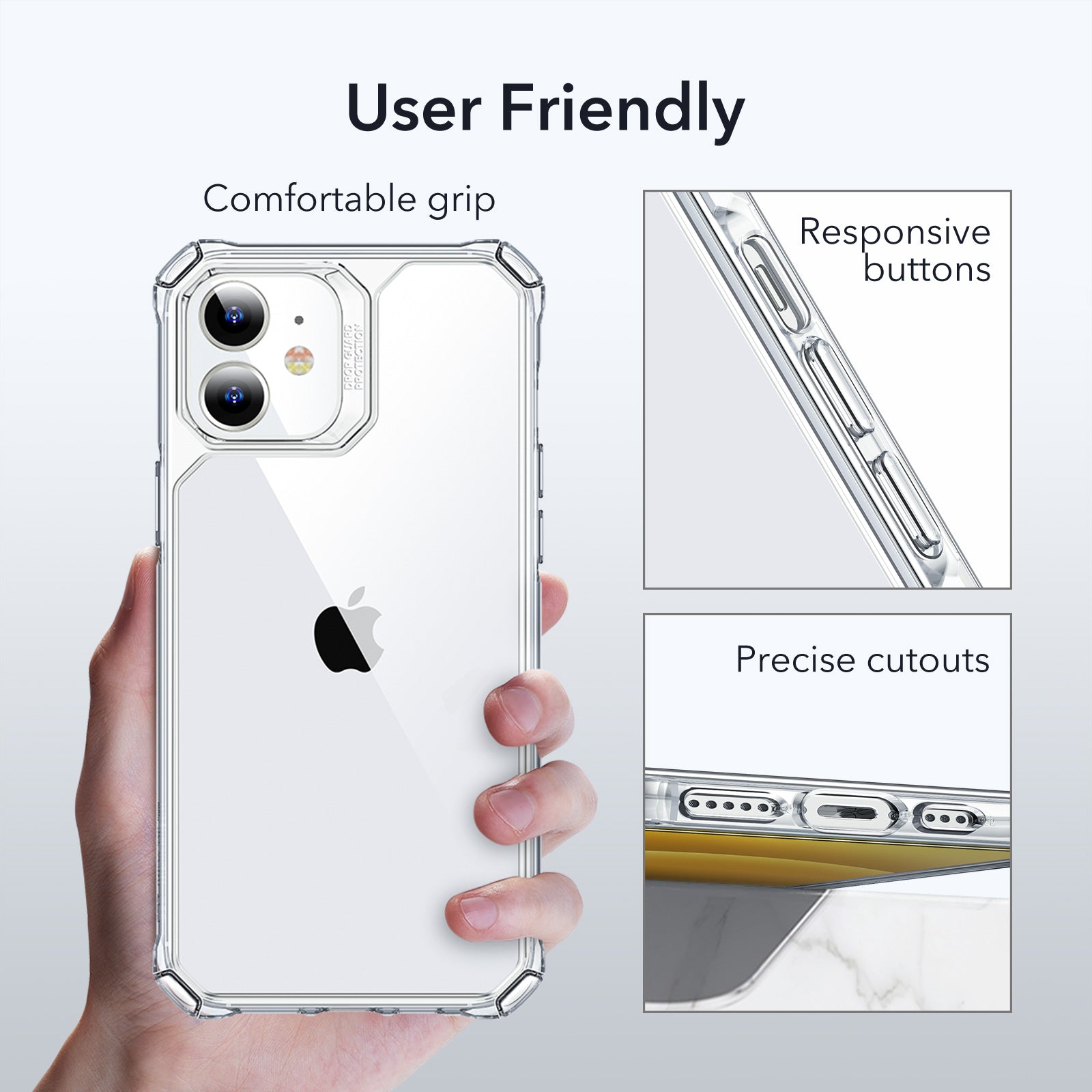 ESR Air Armor iPhone 13 & 12 / Pro Max Case Shock-Absorbing Scratch-Resistant Military Grade Protection Hard Polycarbonate + Flexible Polymer Frame