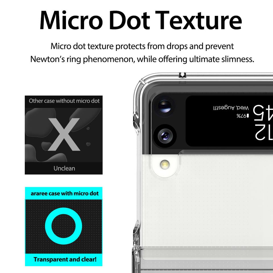 Araree NUKIN 360 Samsung Galaxy Z Flip 3 5G(2021) Crystal Clear Sarung Lutsinar Keras Polikarbonat Ringan - Jelas