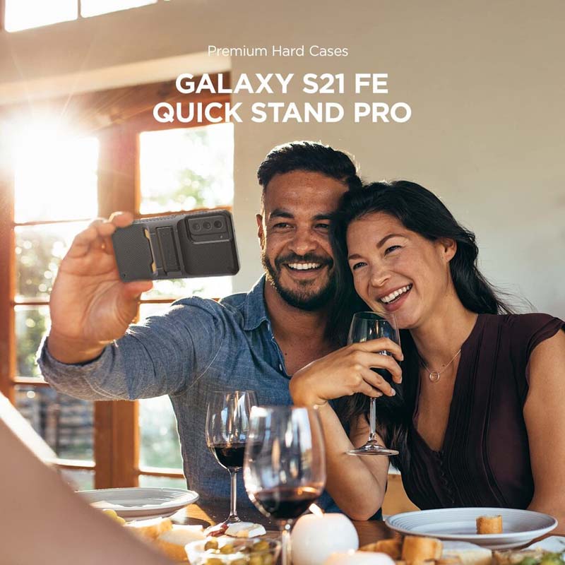 VRS DESIGN QuickStand Pro untuk Galaxy S21 FE 5G, Sarung Stand Tendangan Berbilang Sudut