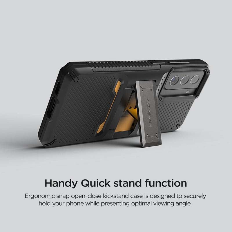 VRS DESIGN QuickStand Pro untuk Galaxy S21 FE 5G, Sarung Stand Tendangan Berbilang Sudut