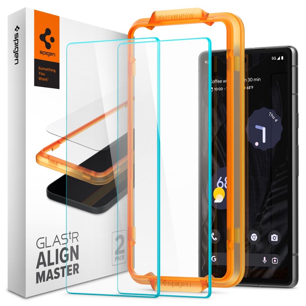 Spigen Google Pixel 7a Tempered Glass AlignMaster Screen Protector with Auto Alignment Tray (2Packs)