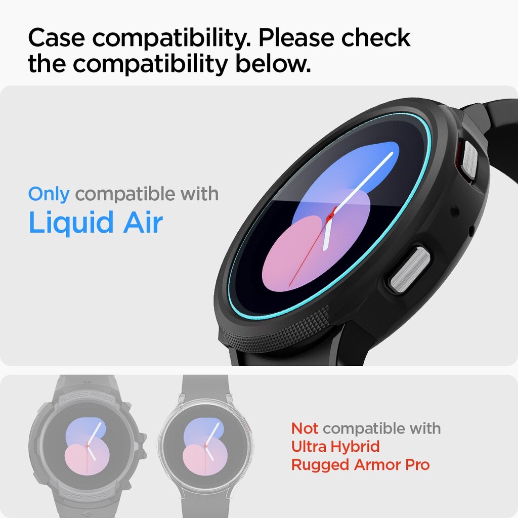 Spigen Galaxy Watch 5 Screen Protector Galaxy Watch 4 Tempered Glass EZ FIT GLAS.tR (2 Pack/44mm)