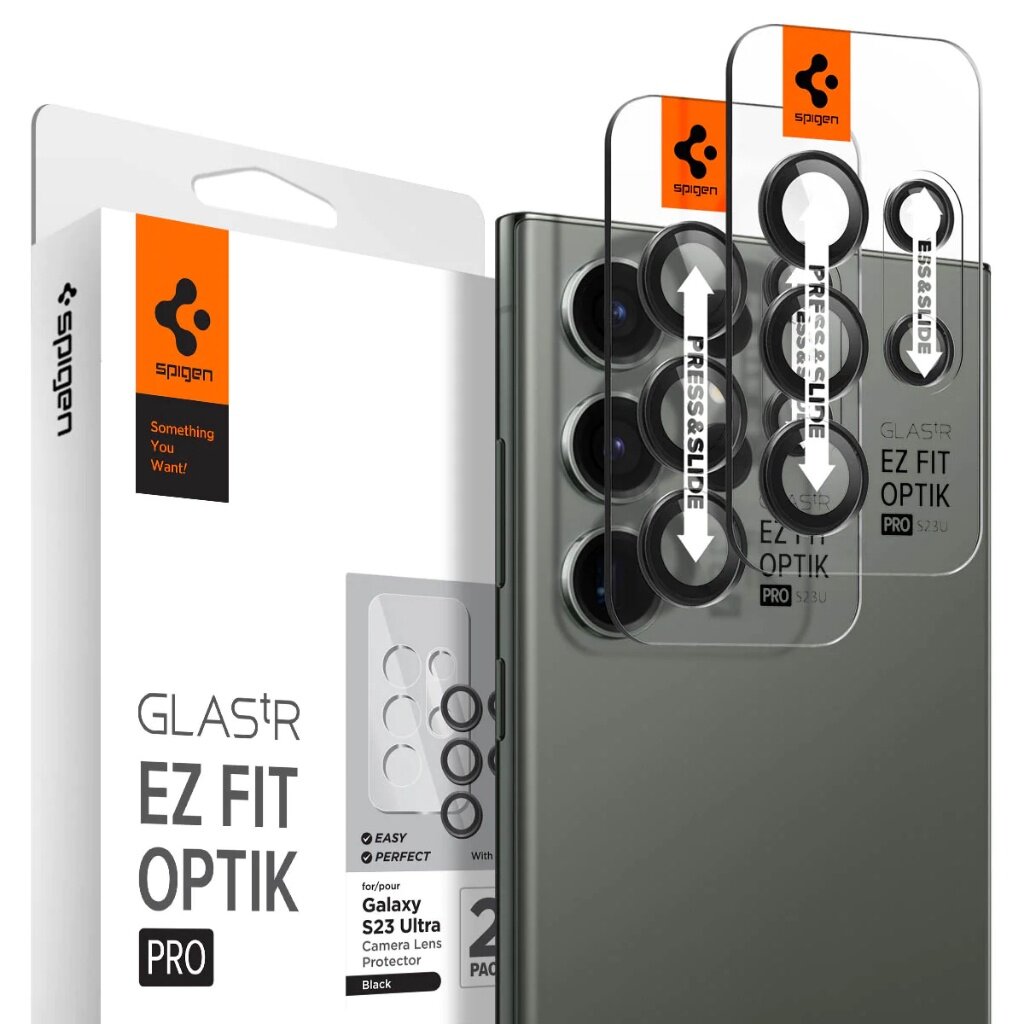 Spigen Galaxy S23 Ultra Camera Lens Protector EZ Fit Optik Pro (2 Pack)