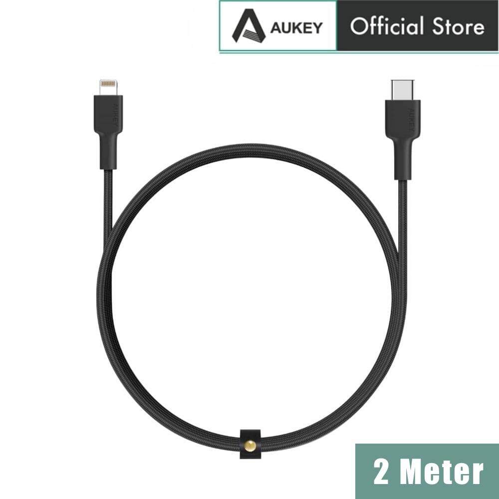 Aukey CB-CL2 MFI Braided Nylon USB C To Lightning Cable - 2 Meter