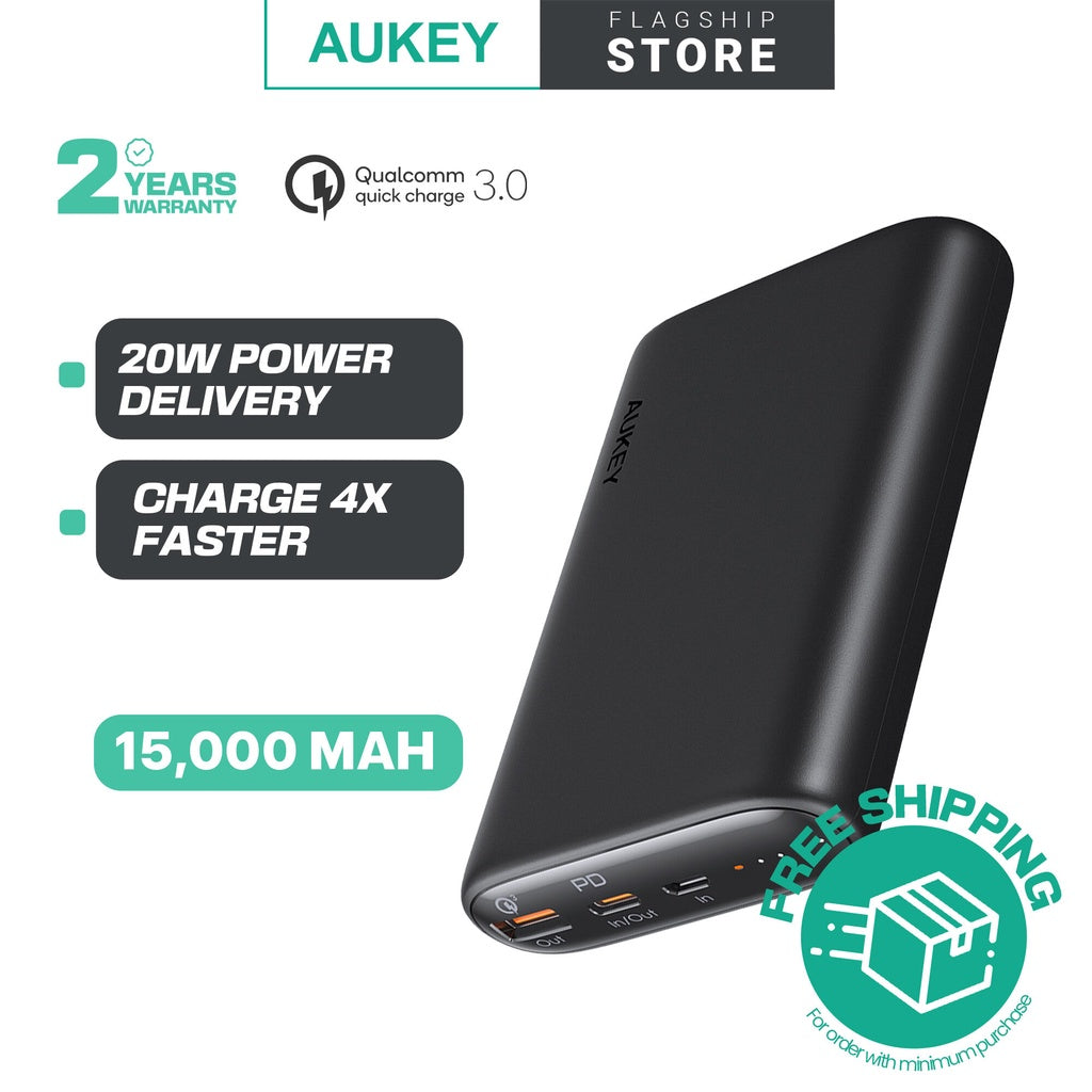 AUKEY PB-Y39 15000mAh 20W PD Power Bank With Power Delivery and Quick Charge 3.0