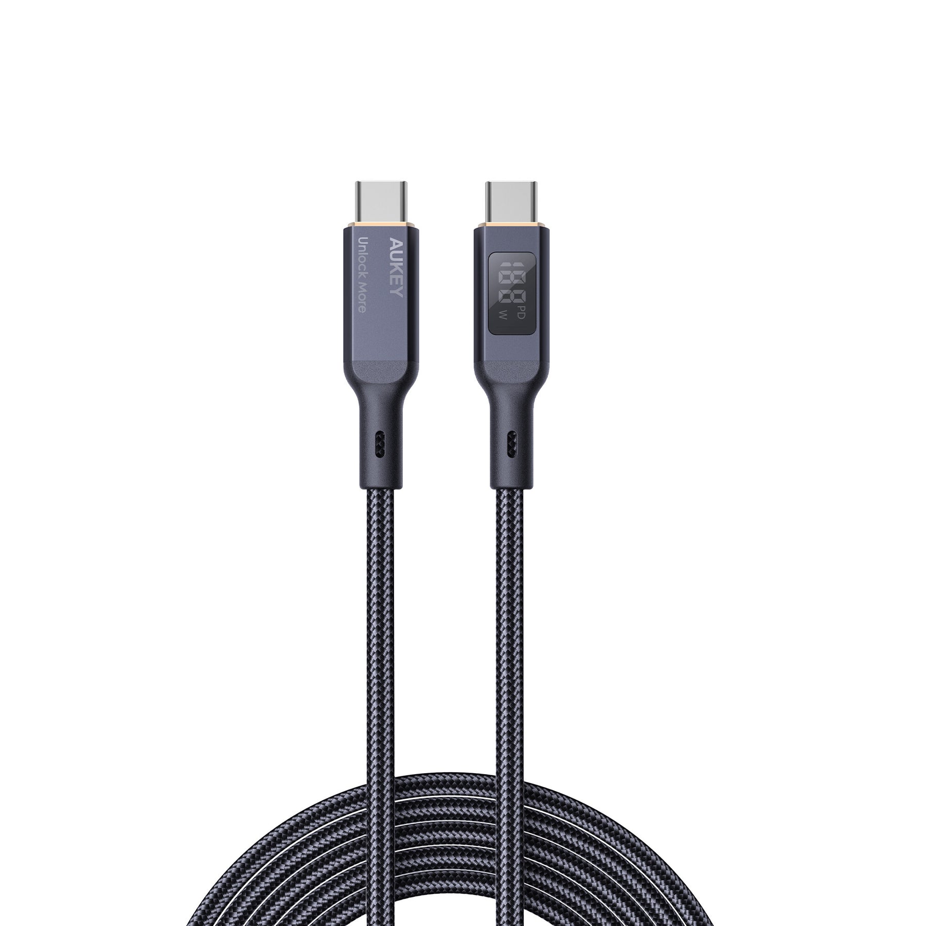 Aukey Circlet Blink 100W Nylon Braided USB C to C Power Delivery Type C Cable with LCD Display CB-MCC101