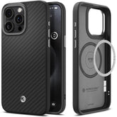 Spigen Magnetic Enzo Aramid Designed for iPhone 15 Pro Max Case, [Military-Grade Protection] Matte Black