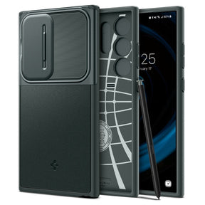 Spigen Galaxy S24 Ultra Case 6.8" Optik Armor with Camera Slide Cover Drop Protection Samsung Casing Cover