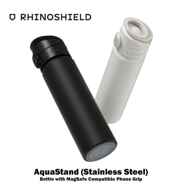 RhinoShield AquaStand Bottle with MagSafe Compatible Phone Grip (Stainless Steel)