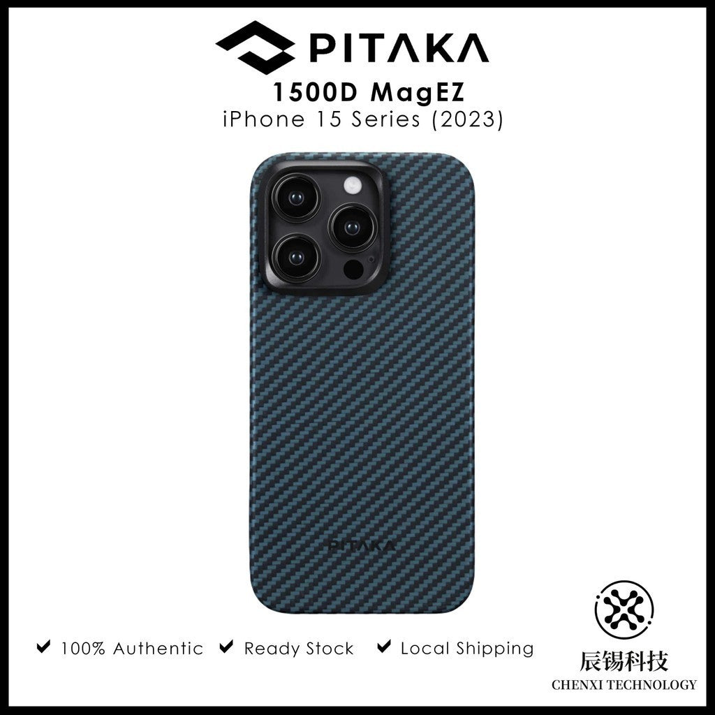 PITAKA 1500D MagEZ Sarung Gentian Aramid Magnet Paling Nipis dan Teringan 4 untuk Siri iPhone 15 (2023)