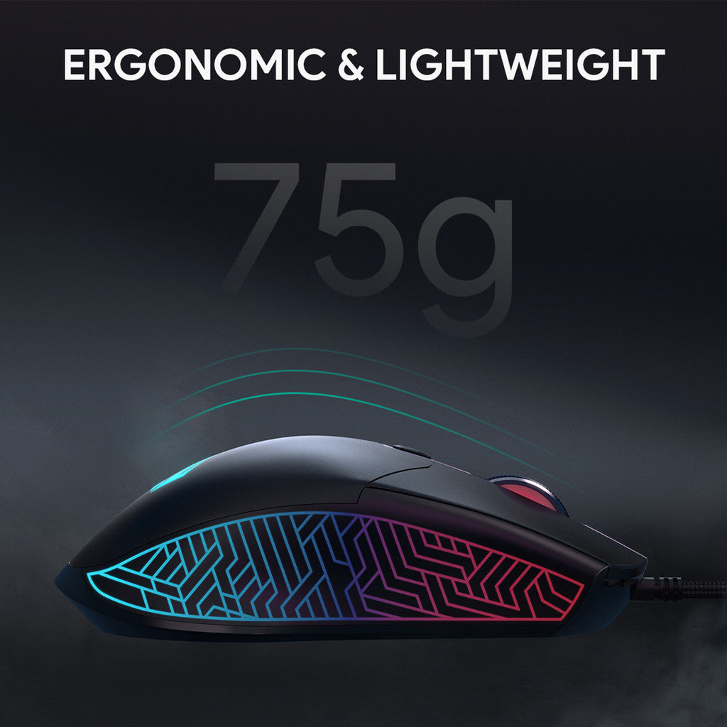 Aukey GM-F3 RGB Wired Gaming Mouse with 7200 DPI Optical Sensor, 6 Programmable Buttons, Lightweight Design, and Macros