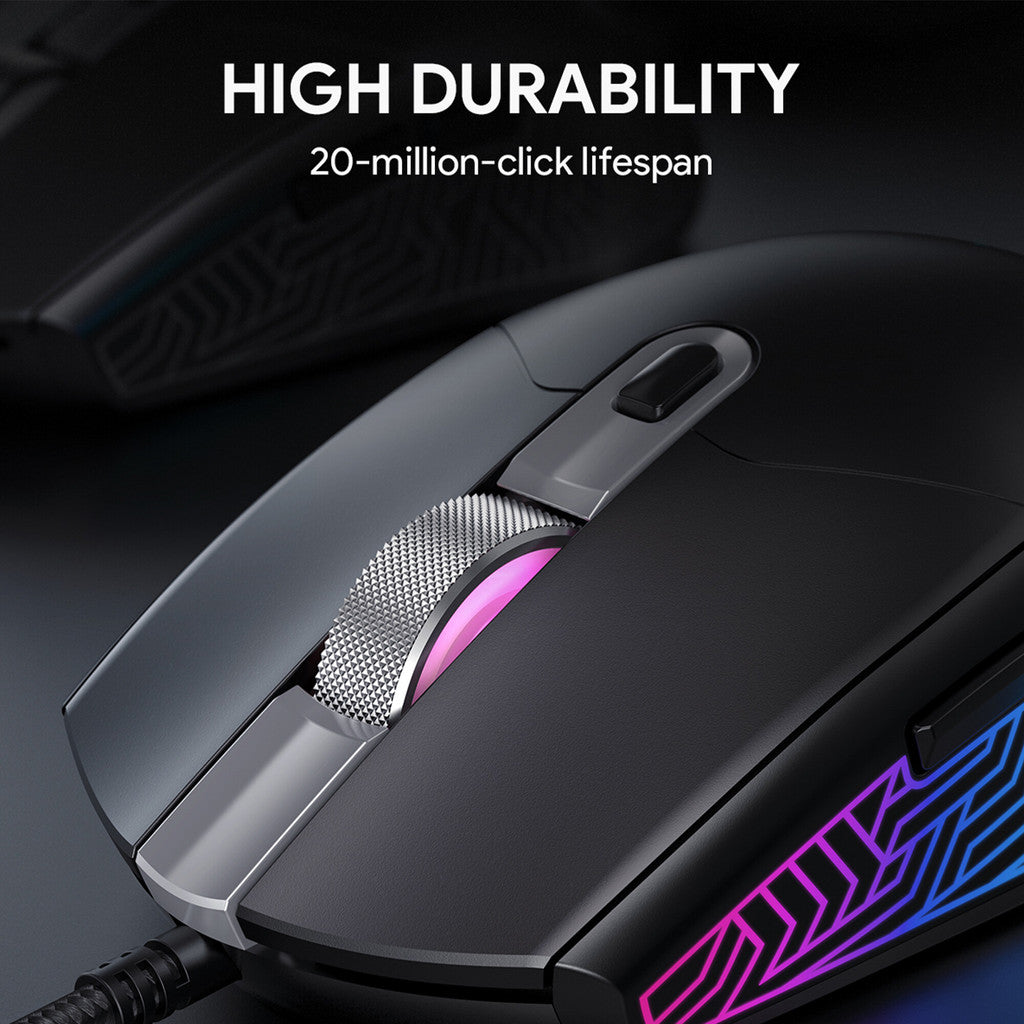 Aukey GM-F3 RGB Wired Gaming Mouse with 7200 DPI Optical Sensor, 6 Programmable Buttons, Lightweight Design, and Macros