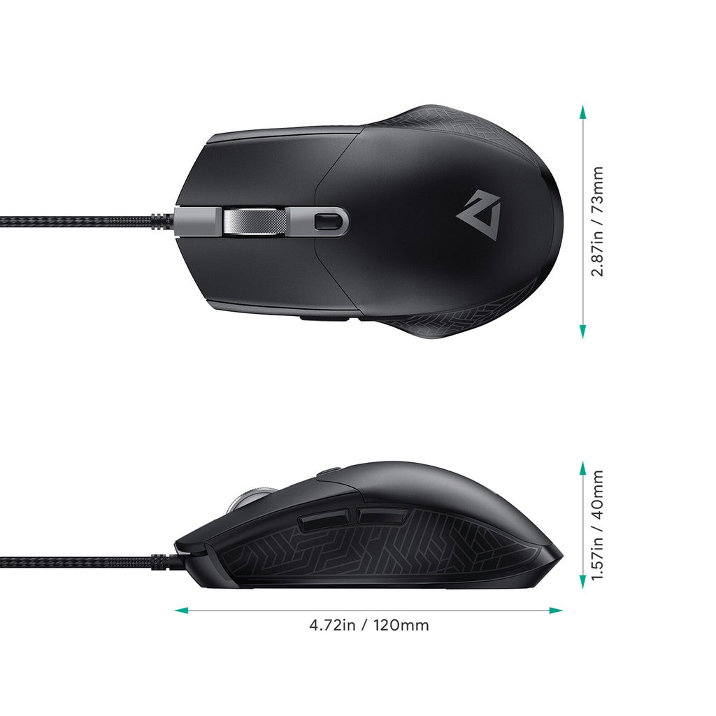 Aukey GM-F3 RGB Wired Gaming Mouse with 7200 DPI Optical Sensor, 6 Programmable Buttons, Lightweight Design, and Macros