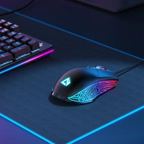 Aukey GM-F3 RGB Wired Gaming Mouse with 7200 DPI Optical Sensor, 6 Programmable Buttons, Lightweight Design, and Macros