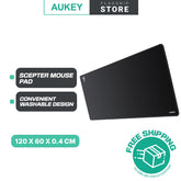 Aukey Gaming Mouse Pad with Smooth Surface, Non-Slip Rubber Base, and Anti-Fraying Stitched Edges