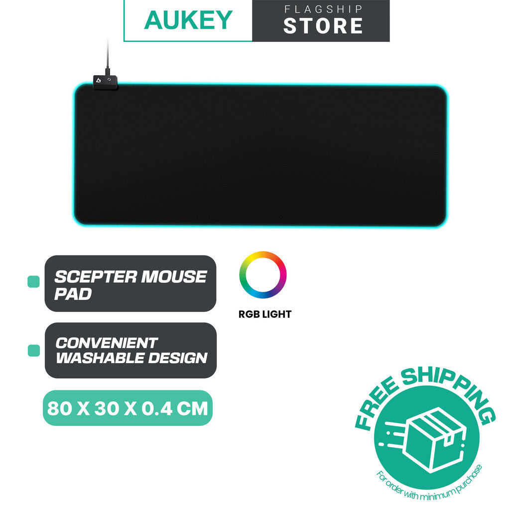 Pad Tetikus Aukey Gaming dengan Permukaan Licin, Tapak Getah Tidak Licin dan Tepi Jahitan Anti-Jam