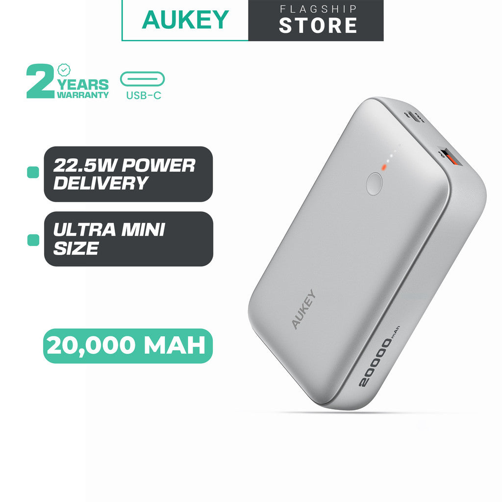 Aukey PB-Y57 22.5W USB C PD & USB QC3.0 20000mAH Mini Power Bank