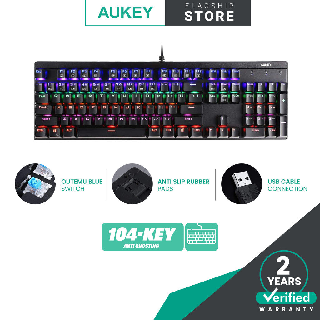 Aukey KM-G6 104 Key LED-Backlit Mechanical Keyboard