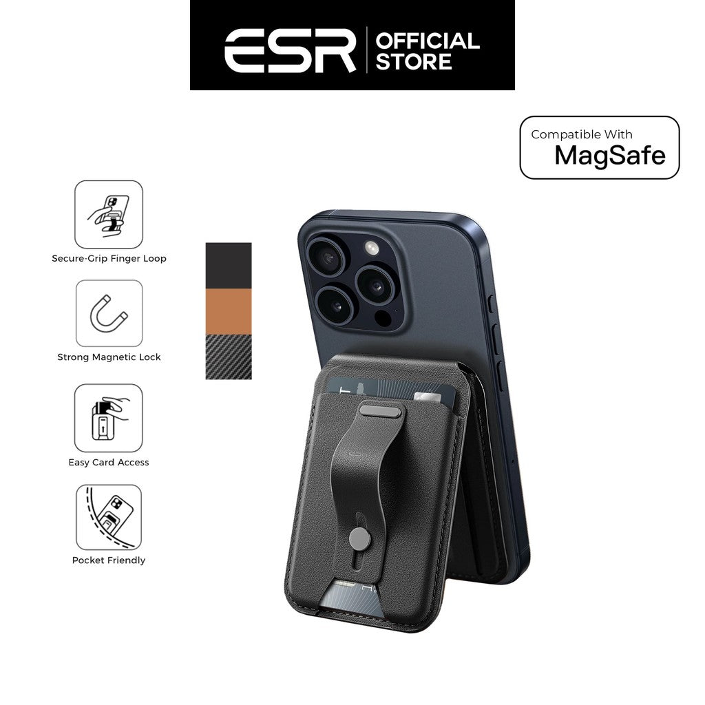 ESR 2K616 Grip Vegan Leather Wallet Serie Genuine Leather with HaloLock Magnetic Core Compatible with MagSafe