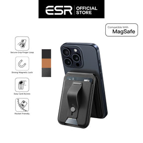 ESR 2K616 Grip Vegan Leather Wallet Serie Genuine Leather with HaloLock Magnetic Core Compatible with MagSafe