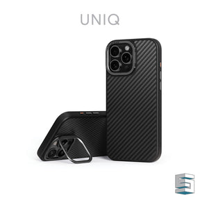 UNIQ Keva Max Hybrid MagClick Charging Case for iPhone 16 Pro (6.3) / 16 Pro Max (6.9) with Camera Stand Carbon Black