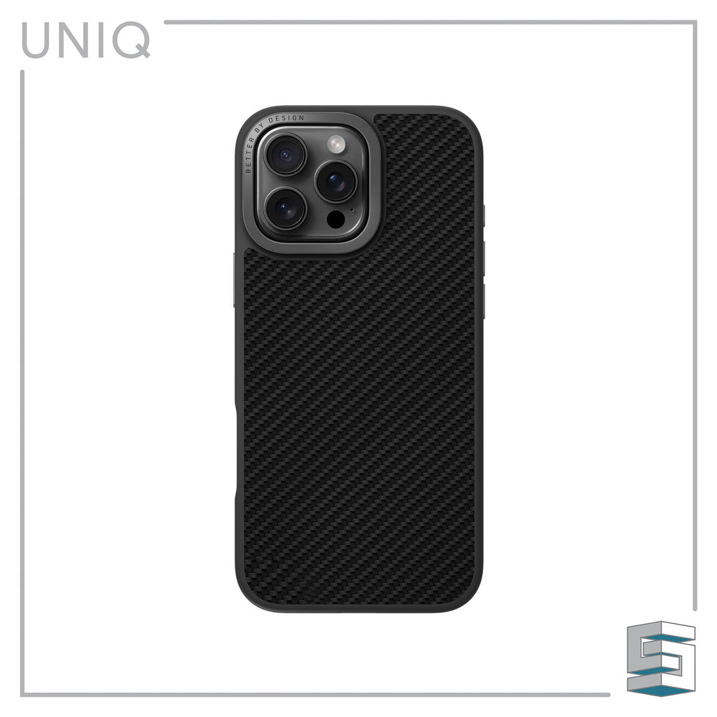 UNIQ Keva Max Hybrid MagClick Charging Case for iPhone 16 Pro (6.3) / 16 Pro Max (6.9) with Camera Stand Carbon Black