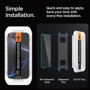 SPIGEN Glas.tR EZ Fit Privacy (2 Pack) Screen Protector for iPhone 16 Pro with Installation Kit