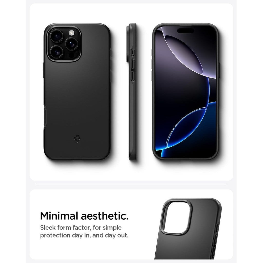 Spigen Thin Fit MagFit Direka untuk Sarung iPhone 16 Pro / Pro Max [Perlindungan Gred Tentera] - Hitam
