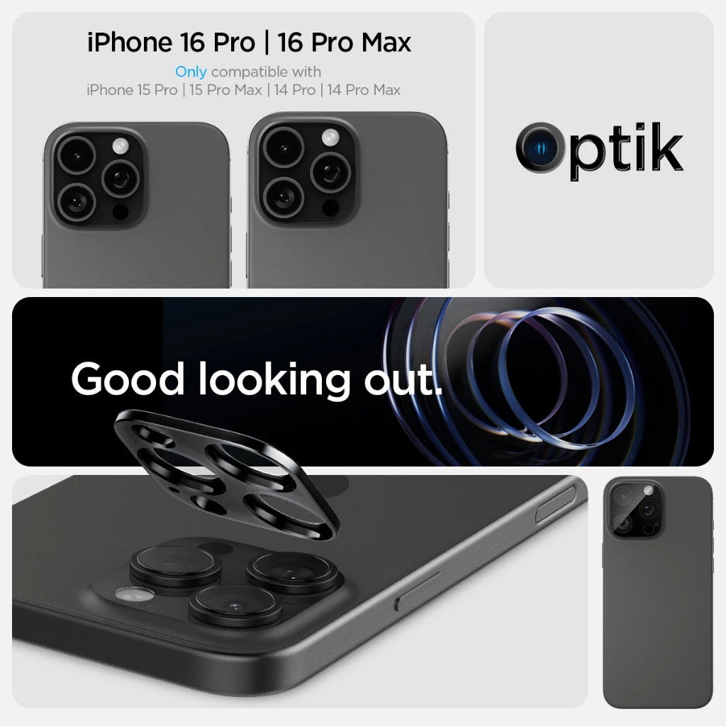 [2 Pack] Spigen iPhone 16 Pro Max / 16 Pro / 15 Pro Max / 15 Pro / 14 Pro Max / 14 Pro Camera Lens Optic Lens Protector