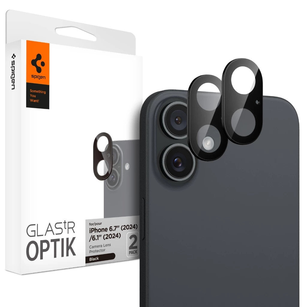 [2 Pack] Spigen iPhone 16 Plus / iPhone 16 Camera Lens Protector Optic Lens Protector Lens Full Coverage Tempered Glass