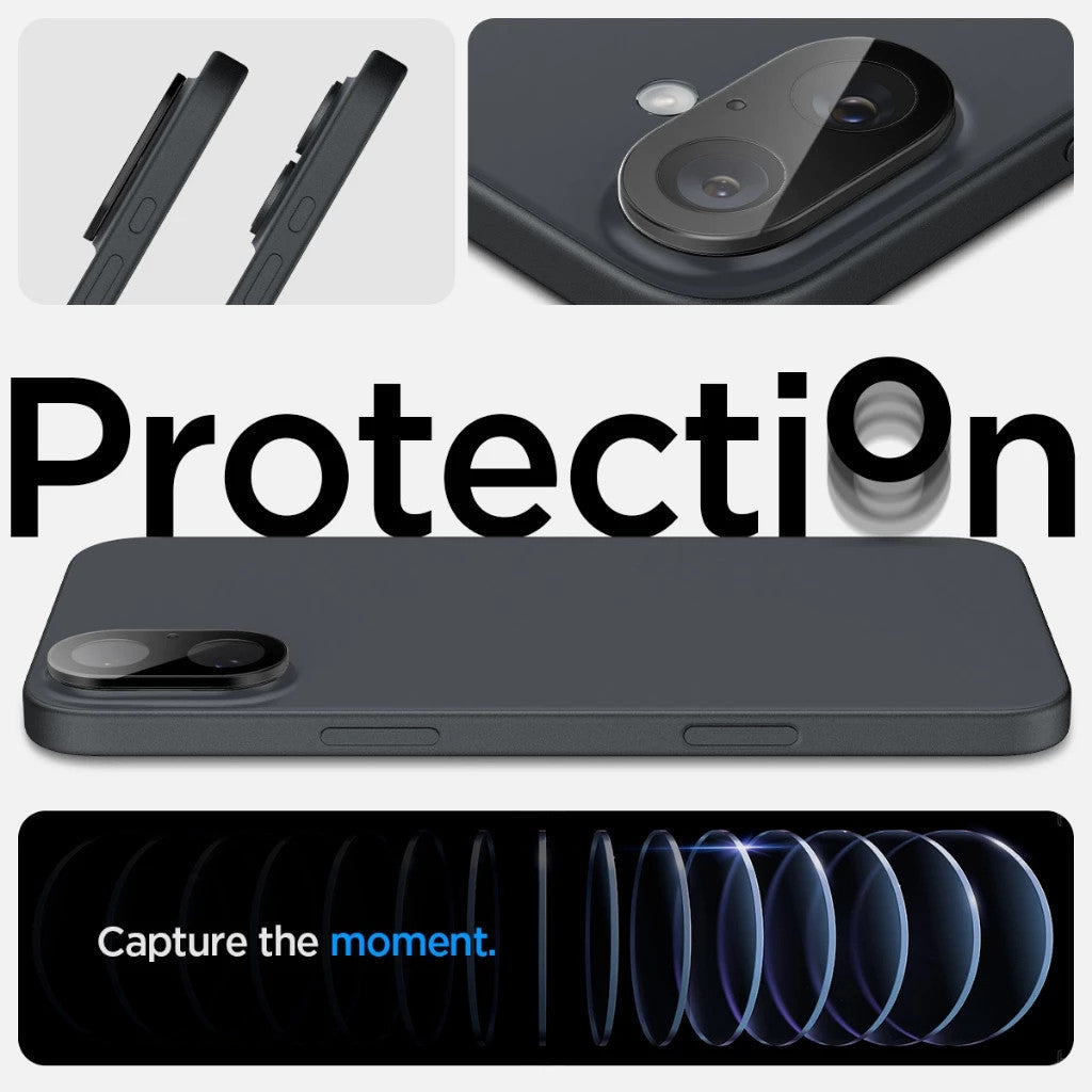 [2 Pek] Spigen iPhone 16 Plus / iPhone 16 Pelindung Kanta Kamera Pelindung Kanta Optik Kanta Liputan Penuh Kaca Terbaja