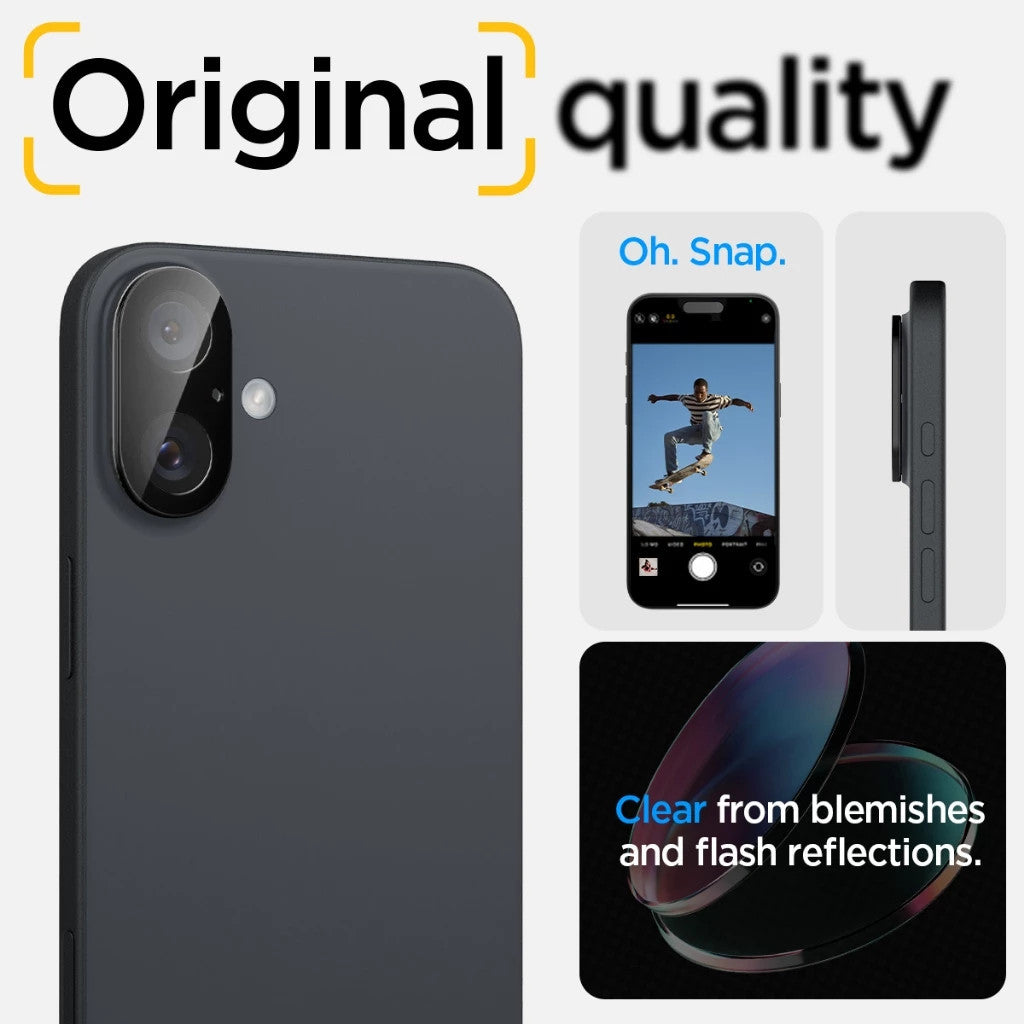 [2 Pek] Spigen iPhone 16 Plus / iPhone 16 Pelindung Kanta Kamera Pelindung Kanta Optik Kanta Liputan Penuh Kaca Terbaja