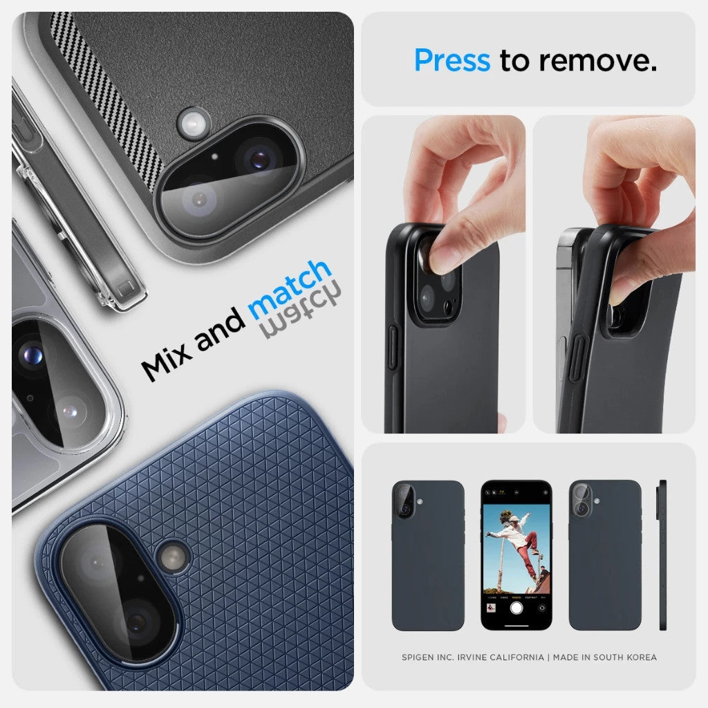 [2 Pek] Spigen iPhone 16 Plus / iPhone 16 Pelindung Kanta Kamera Pelindung Kanta Optik Kanta Liputan Penuh Kaca Terbaja
