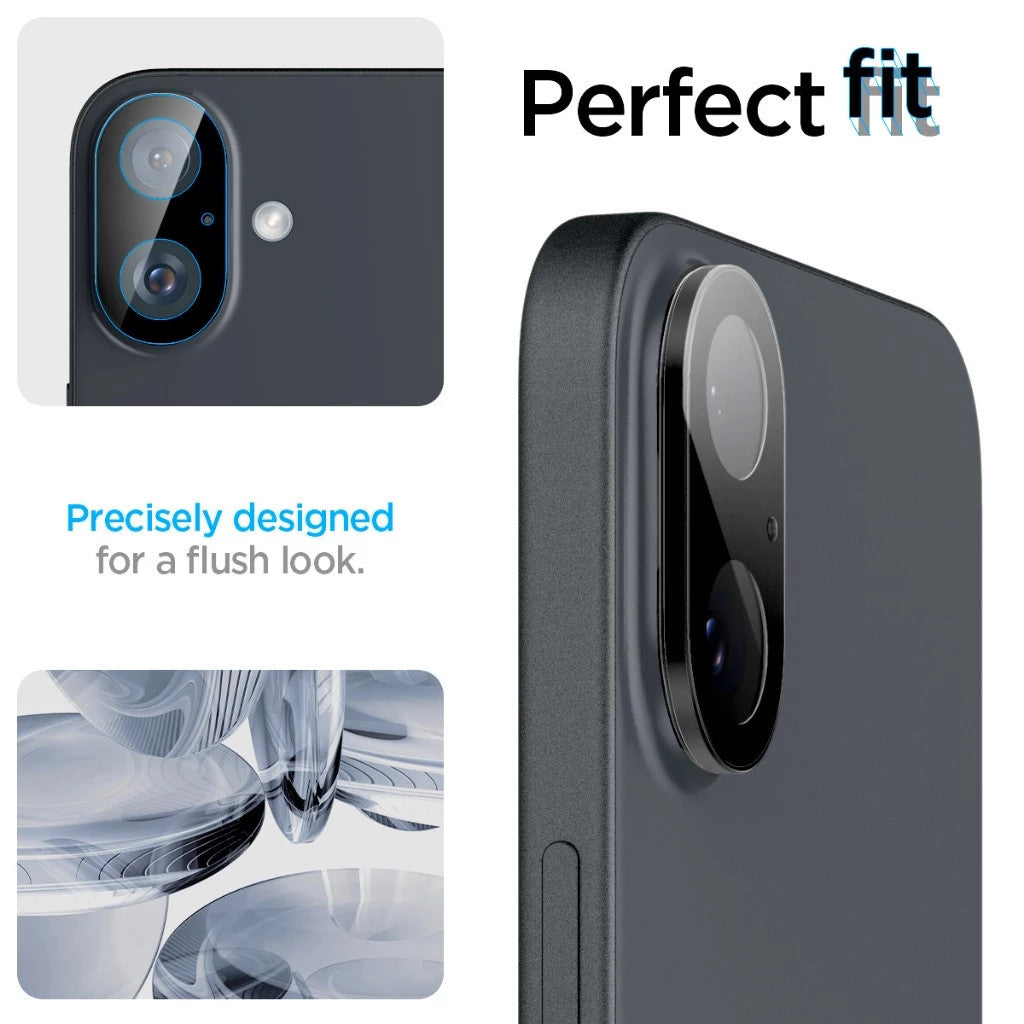 [2 Pek] Spigen iPhone 16 Plus / iPhone 16 Pelindung Kanta Kamera Pelindung Kanta Optik Kanta Liputan Penuh Kaca Terbaja