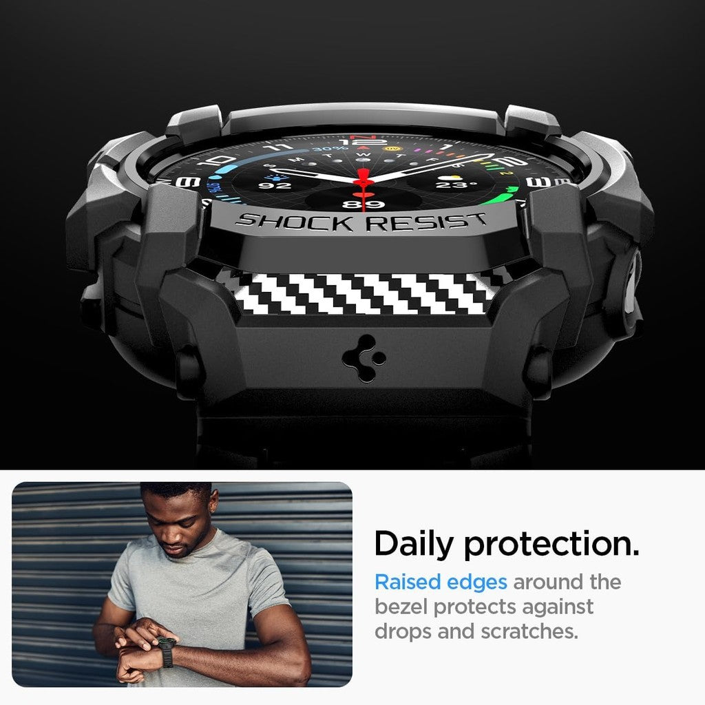 Spigen Rugged Armor Pro Samsung Galaxy Watch Ultra 47mm Case with Band, Protective Case (2024) - Matte Black