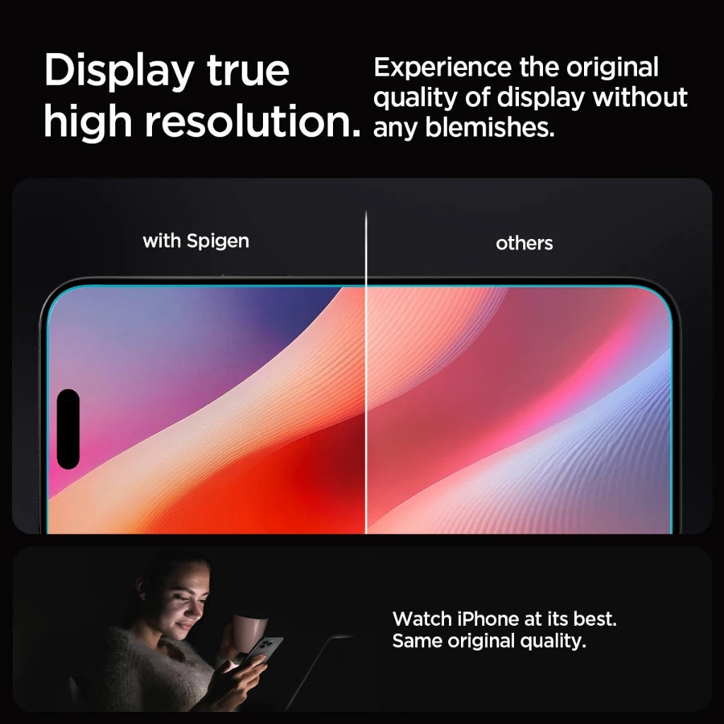 [2 Pek] Spigen GLAS.tR EZ Fit iPhone 16 / Pro / Pro Max / Plus Pelindung Skrin Liputan Penuh Kaca Terbaja