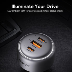 Aukey CC-P3 100W PPS Fast Charging Car Charger Dual USB C and USB A