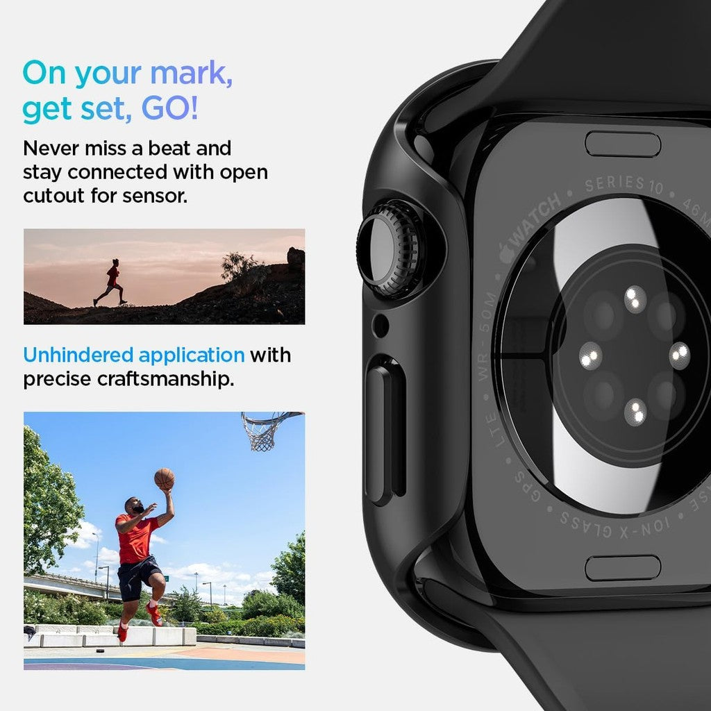 Spigen Thin Fit Designed for Apple Watch Series 10 46mm Case Thin Hard PC