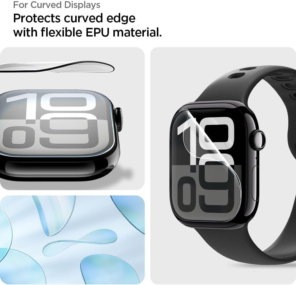 Spigen EliteShield EZ Fit Screen Protector designed for Apple Watch Series 10 (46mm / 42mm) - 2 Pack