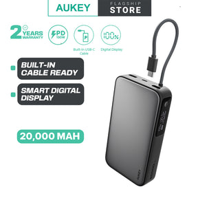 Aukey PB-Y48 130W Spark Sling 20000mAh Power Bank With Built in USB C Cable