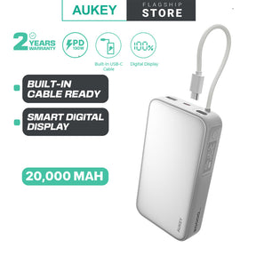 Aukey PB-Y48 130W Spark Sling 20000mAh Power Bank With Built in USB C Cable