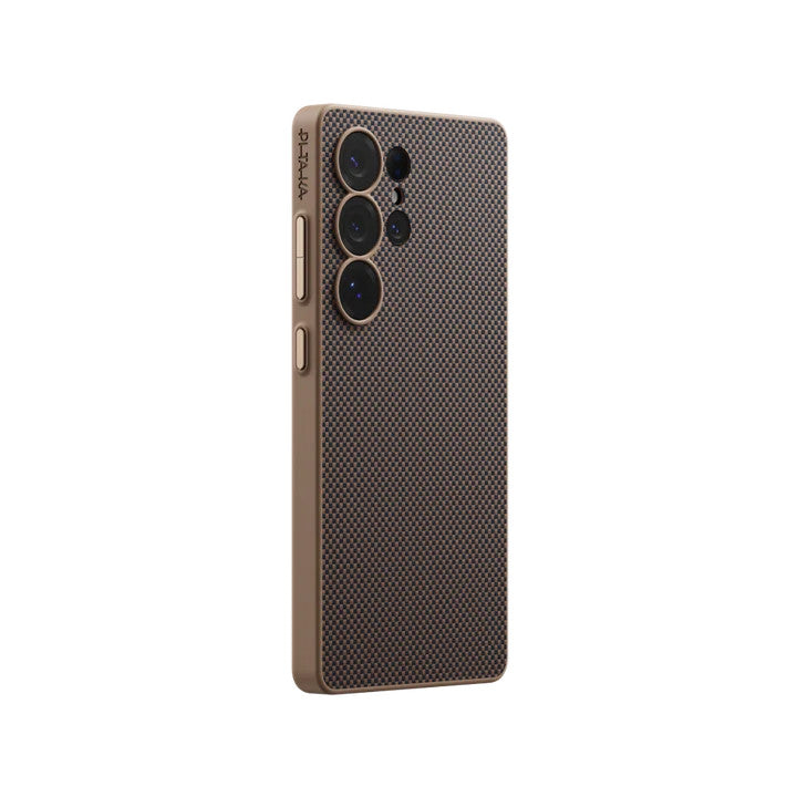 PITAKA PinButton for Samsung Galaxy S25 Ultra Case 1500D Aramid Fiber Black/Gold