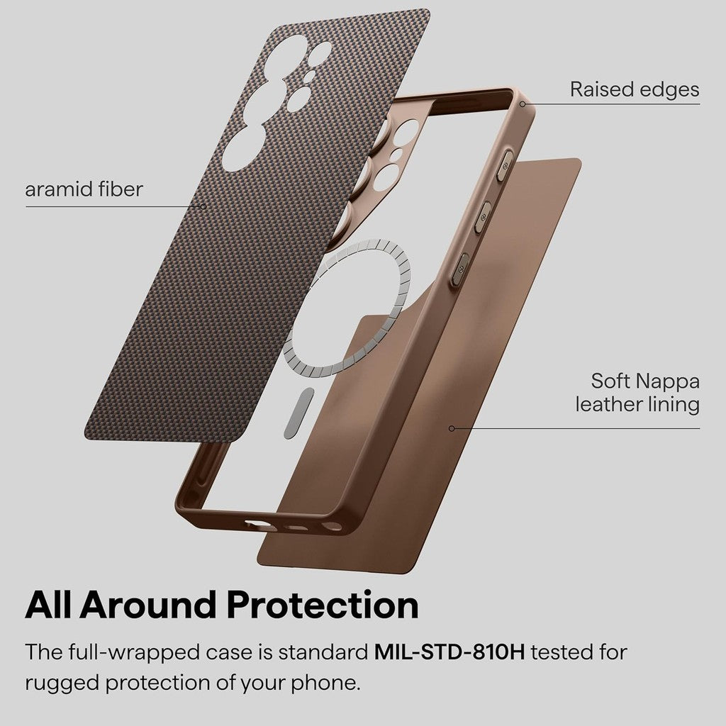 PITAKA PinButton for Samsung Galaxy S25 Ultra Case 1500D Aramid Fiber Black/Gold