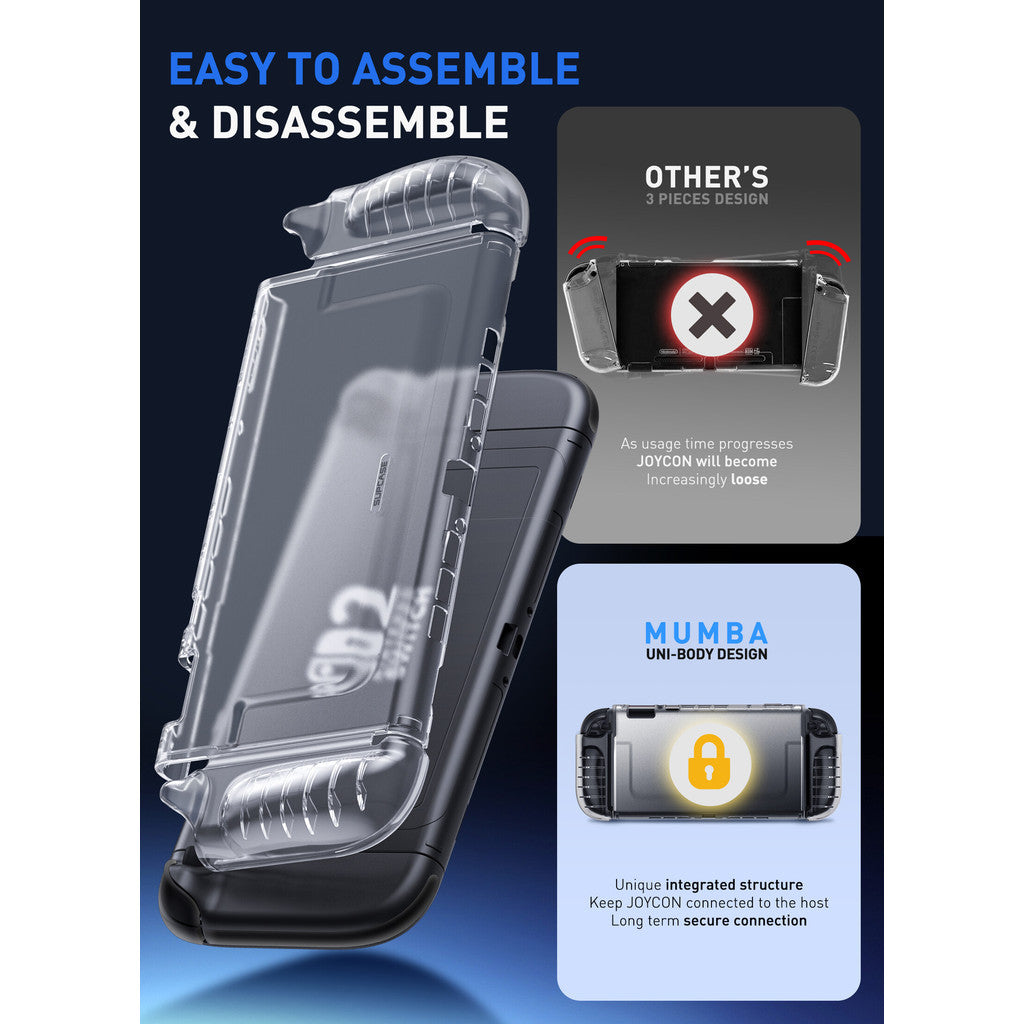 SUPCASE Clear Case for Nintendo Switch 2 2025 Crystal Protective Clear Cover with Quick Release Joy-Con Design TPU Grip