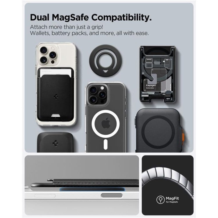 Cincin Telefon Pintar Serasi Magnetik Spigen Dual Pop, Serasi dengan Siri iPhone 16/15/14/13/12 (Hitam)