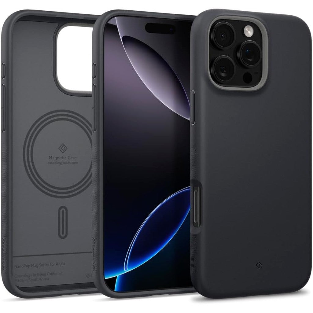 Caseology Nano Pop Mag for iPhone 16 Pro Max Case [Dual Layer Silicone Case] Military Grade Drop Tested - Black Sesame