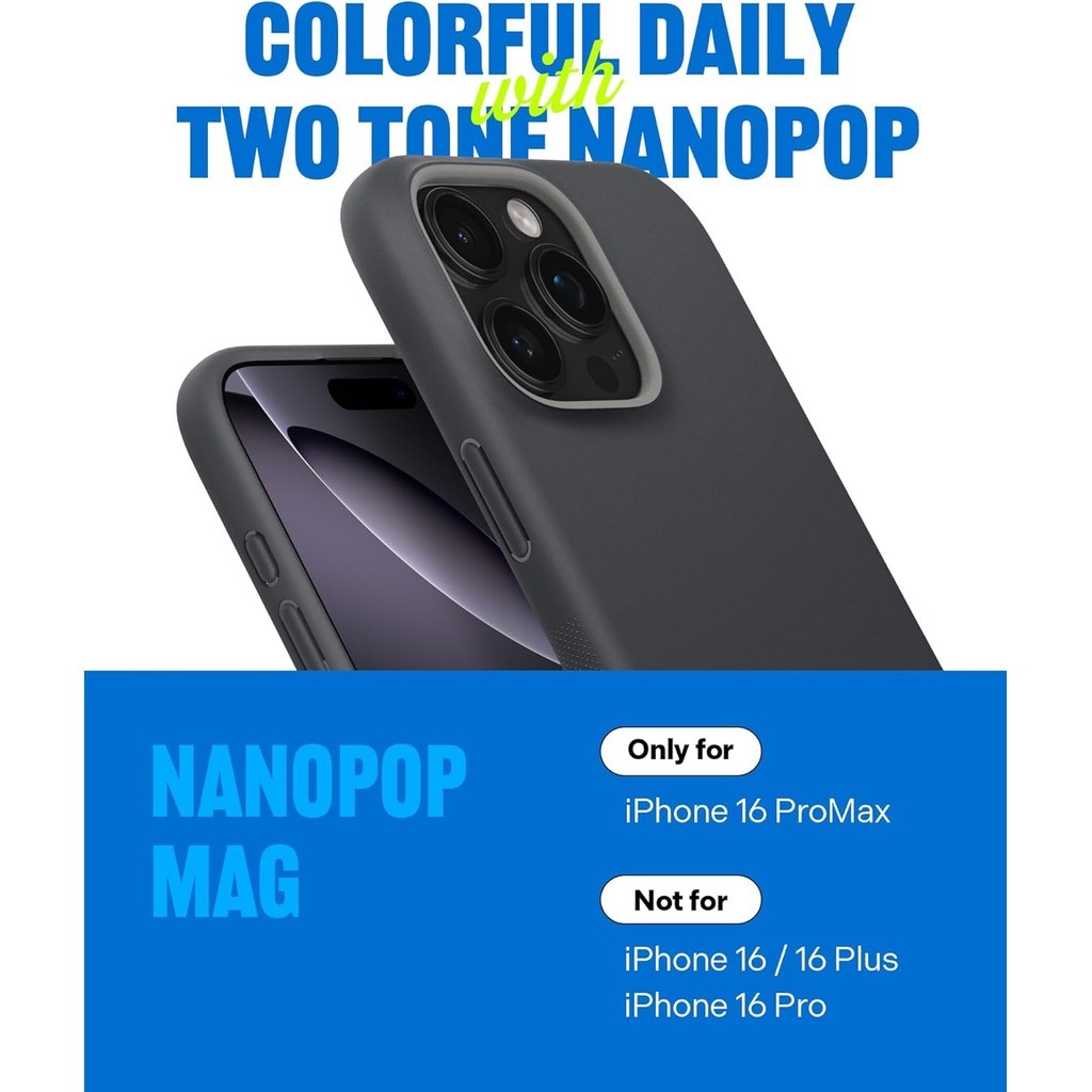 Caseology Nano Pop Mag for iPhone 16 Pro Max Case [Dual Layer Silicone Case] Military Grade Drop Tested - Black Sesame