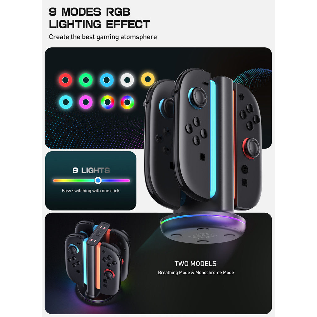 SUPCASE Charging Dock for Nintendo Switch 2 Joy Con Supports Dual Direction Charging 9 Light Modes